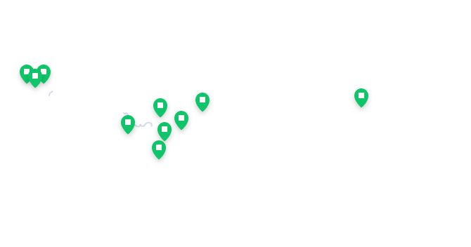 Map where the location of the sales corporation